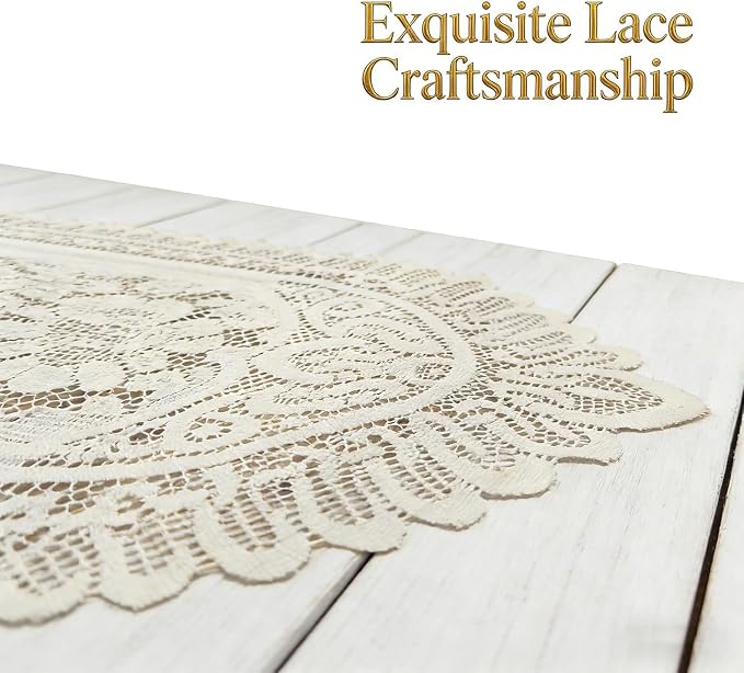 Tinsow 2 Pack Cotton Crochet Lace Rectangular Table Runner Dresser Scarf Doilies - Image 6