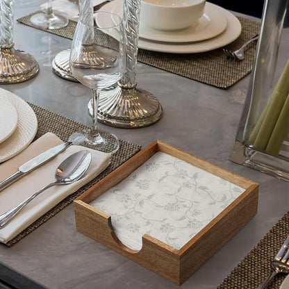 Acacia Wood Napkin Holder for Table, Napkins Holders For Paper Napkins, Flat Napkin Holder for Luncheon, Napkin Holders for Kitchen Dinner Table Decor, Napkin Dispenser for Indoor & Outdoor Use