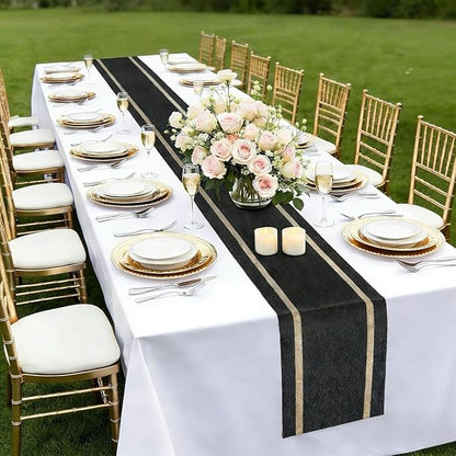 FAVE 4 Pack Woven Vinyl Table Runners, 120x12 Inch Black by FAVE