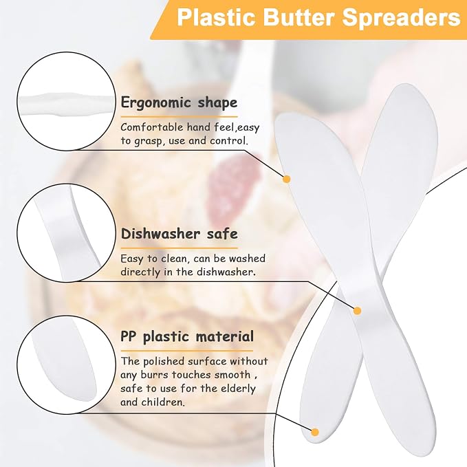 Patelai 4 Pcs Reusable Plastic Butter Spreader Knives, Strong and Durable - Image 4