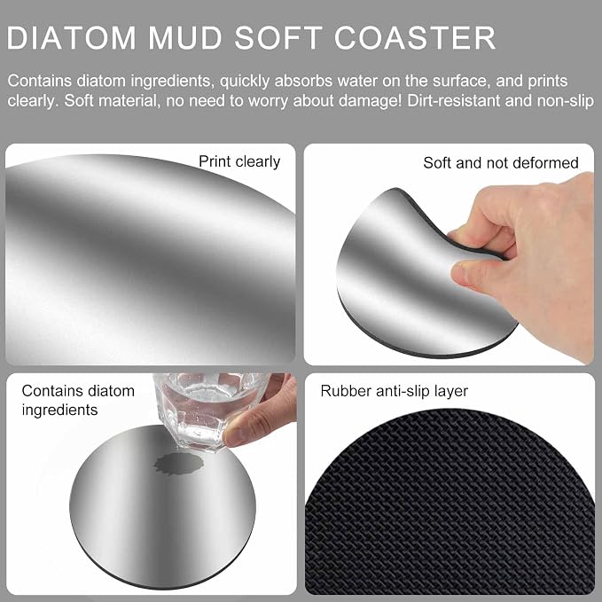 Ombre Dark Grey Coasters Set of 4, Modern Minimalist Geometric Gradient Soft - Image 9