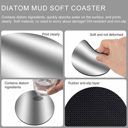 Ombre Dark Grey Coasters Set of 2, Modern Minimalist Geometric Gradient Soft - Image 9