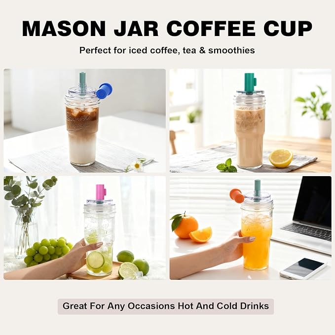 ANOTION Bamboo Mason 24oz Glass Tumbler - Image 6