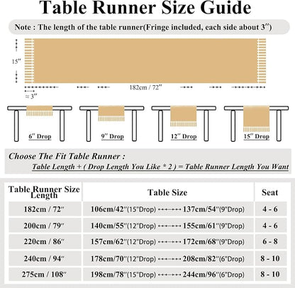 Rustic Table Runner with Fringe 15 x 108 Inches Long Blue | Natural Elegant - Image 6