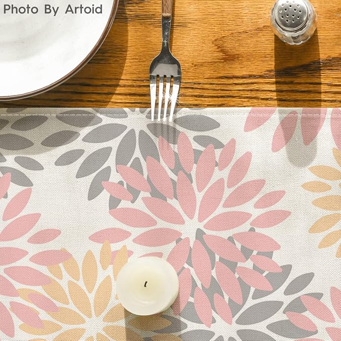 Artoid Mode Pink Dahlia Floral Pinnata Summer Table Runner, Spring Kitchen - Image 7