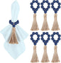 Meplait 6 Pack Wooden Bead Napkin Rings, Farmhouse Napkin Ring, Stretchable by Meplait