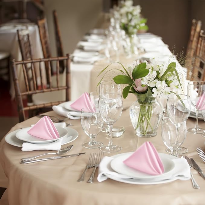 P Pothuiny 50 Pcs Pink Satin Napkins 17 x 17 Inch, Satin Cloth Napkins | Square - Image 7
