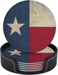 6 Pcs Texas Flag Pentagram Stars Leather Coasters by Jfniub