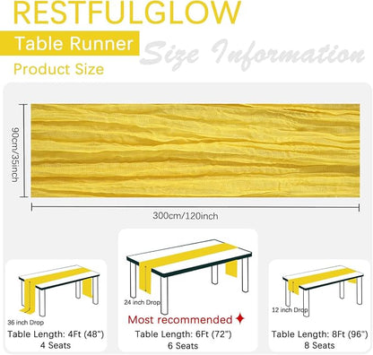 12 Pack Yellow Cheesecloth Table Runner 35 x 120 Inch | Boho Gauze Fabric - Image 2