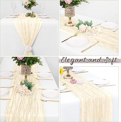16 Pack Ivory Cheesecloth Table Runners 20x120 Inch Gauze Table Runner 10FT - Image 4