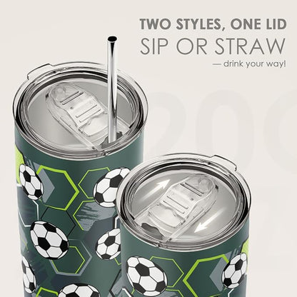 SANDJEST Soccer Tumbler Stainless Steel 20oz, Insulated Travel Coffee Cup - Image 5