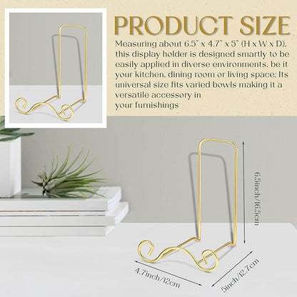 Baderke Wrought Iron Bowl Deep Platter Stand Detachable Metal Scroll Display Rack Easel Metal Bowl Display Stand Decorative Holder Dish Picture Easel (Gold,2 Pcs)