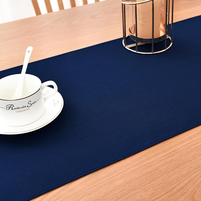 Faux Linen Small Table Runner Water Resistant 13 x 36 in, Coffee Table Runner - Image 7