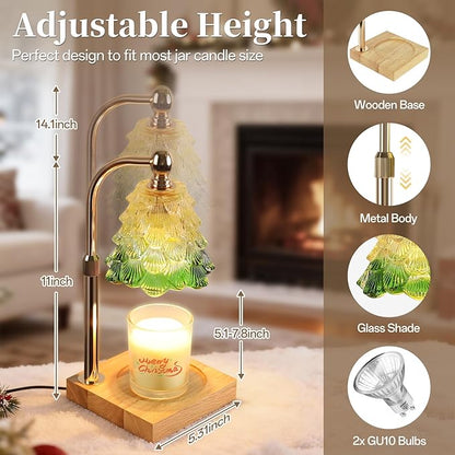 Candle Warmer Lamp with Timer Dimmer Adjustable Height, Candle Warmer with 2 Bulbs for Jar Candles, Home Decor, for Women Birthday