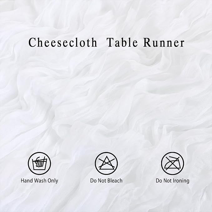 8 Pack White Cheesecloth Table Runner 17x108 inch Boho Gauze Cheese Cloth Table - Image 4