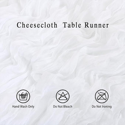 8 Pack White Cheesecloth Table Runner 17x108 inch Boho Gauze Cheese Cloth Table - Image 4