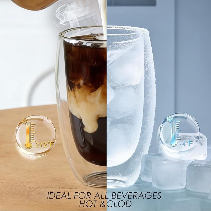 Etolies 6 Pack Double Wall Glass Coffee Mugs, 15oz Glass coffee Cups, Drinking - Image 5