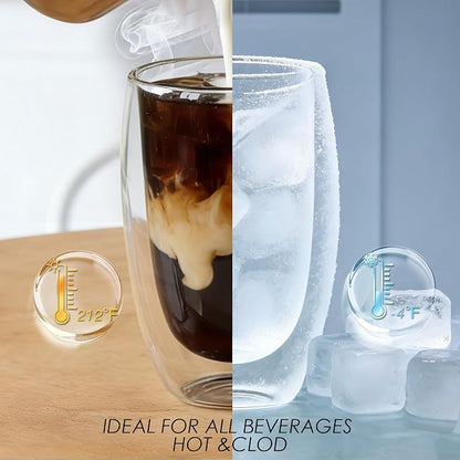 Etolies 6 Pack Double Wall Glass Coffee Mugs, 15oz Glass coffee Cups, Drinking - Image 5