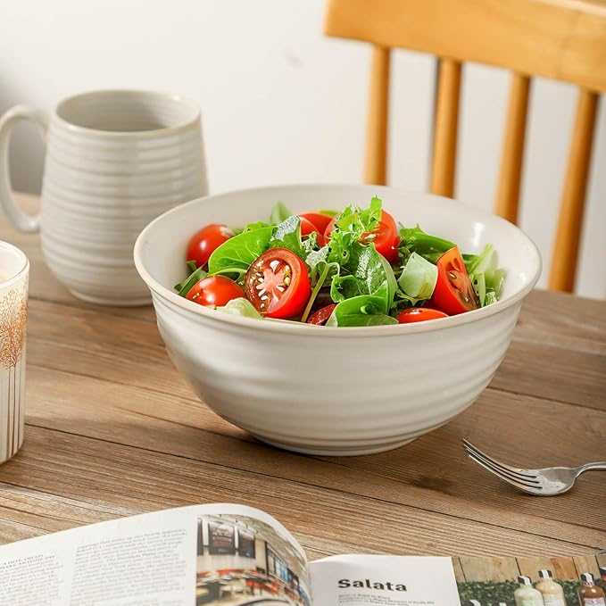 Serving Bowls Set of 2, 60 Ounce Ceramic Large Bowls, Deep Kitchen Bowls - Image 6