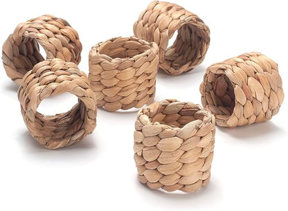 Napkin Rings Set of 12, Handmade Water Hyacinth Boho Napkin Rings, Rustic - Image 4