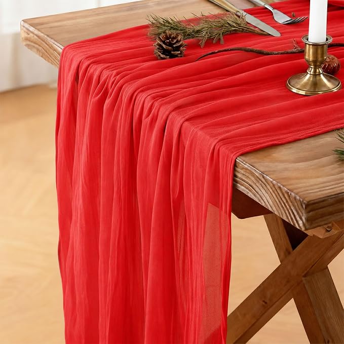 Cheesecloth Table Runner, 120 Inch 10 FT, 35x120 Inches Boho Rustic Cheesecloth by Mkobon