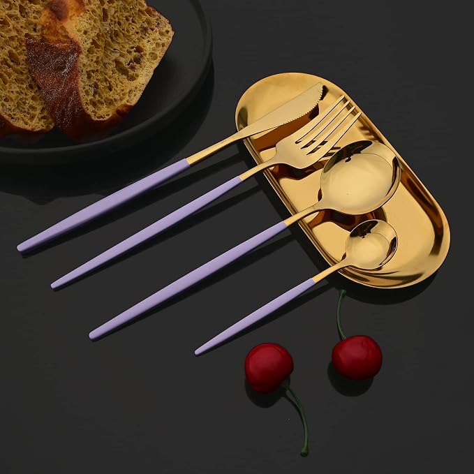 JASHII Flatware Set 24 Piece, Stainless Steel Silverware Set, Macaron Small - Image 3