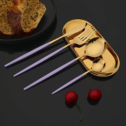 JASHII Flatware Set 24 Piece, Stainless Steel Silverware Set, Macaron Small - Image 3
