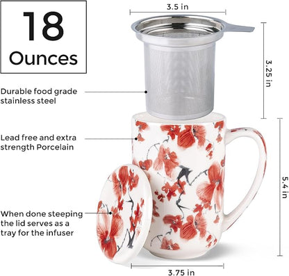 AmorArc Tea Cup With Infuser and Lid, 18oz Loose Leaf Tea Mug With Steeper | - Image 3