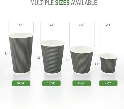 Restaurantware 8 Ounce Double Wall Disposable Coffee Cups, 500 Insulated Gray - Image 3