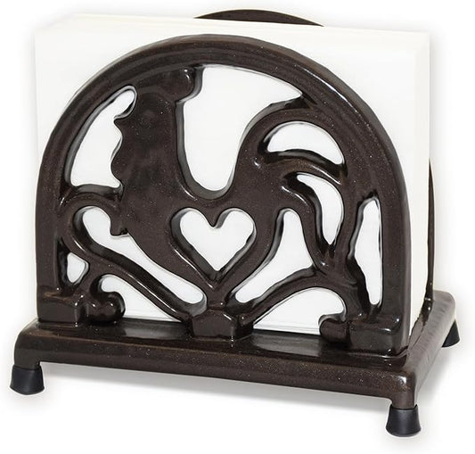 Vintage Metal Napkin Holder, Heavy Cast Iron Napkin Holder Organizer for Kitchen Restaurant Home Décor, Coffee Gold