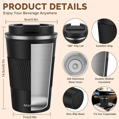 MOMSIV 12oz Travel Coffee Mug, Insulated Coffee Cup - Image 4