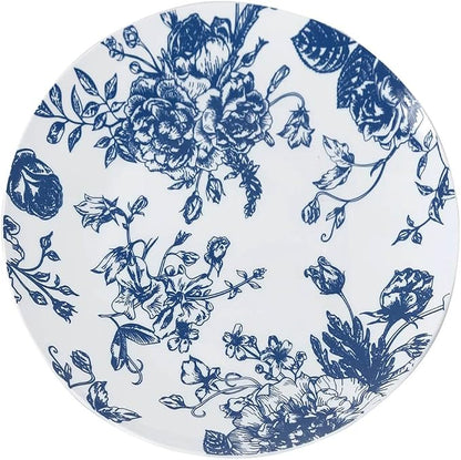 Efavormart 10-Pack French Toile Plastic Dessert Plates – Blue & White Floral - Image 7