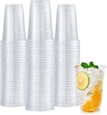 Turbo Bee 100 Pack 16 OZ Clear Plastic Cups, Disposable Crystal Plastic Party by TurboBee