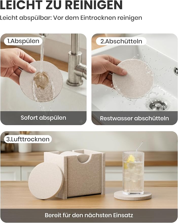 Fluxynara Felt Coasters with Holder, Heat-Resistant & Reusable - Image 7