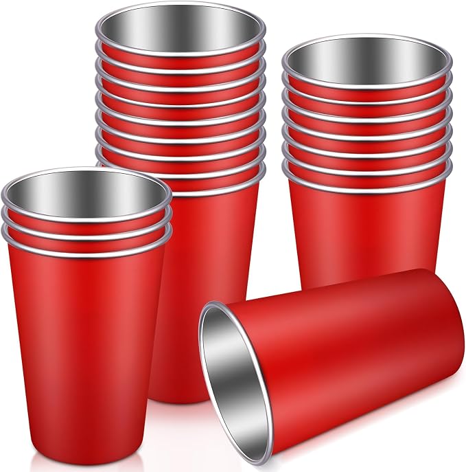 Mimorou 20 Pack 16 oz Stainless Steel Pint Cups Metal Cups Unbreakable Drinking by Mimorou