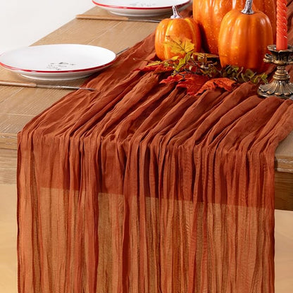Terracotta Cheesecloth Table Runner 120 Inches 4 Pack Gauze Table Runner | - Image 5