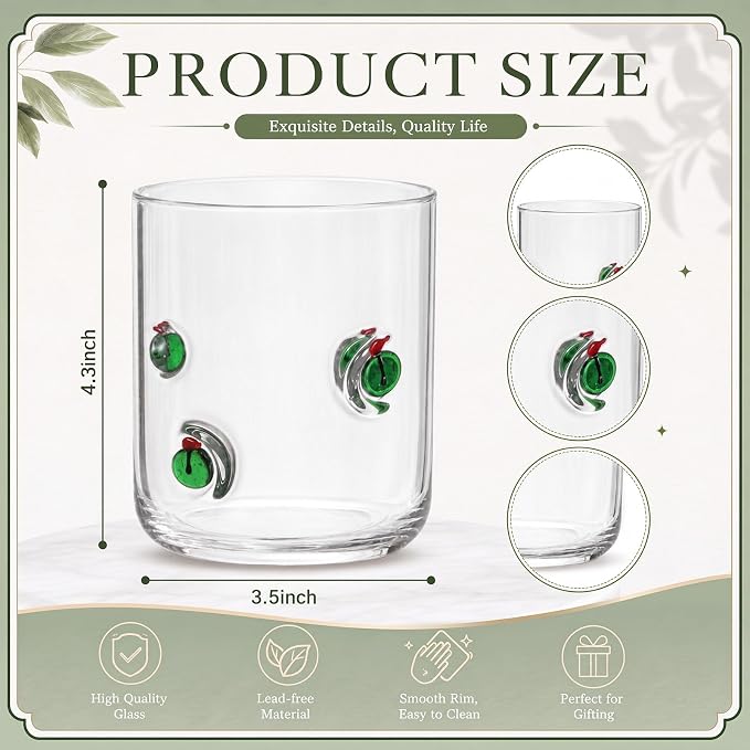 Skylety 2 Pack Icon Juice Glasses, 14 oz Stemless Glass Cups, Juice Cocktail - Image 2