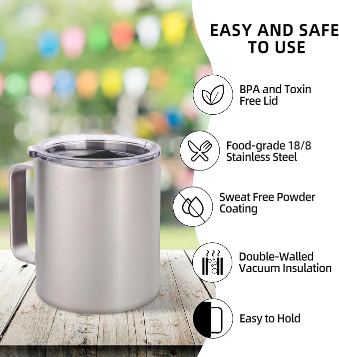 Volhoply 14oz Insulated Stainless Steel Coffee Mug - Image 4