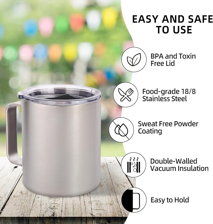 Volhoply 14oz Insulated Stainless Steel Coffee Mug - Image 4