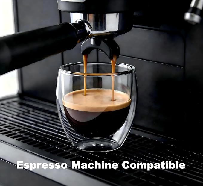 Double Walled Espresso Cups Set of 4, 5oz Clear Expresso Mugs, Small Insulated - Image 3