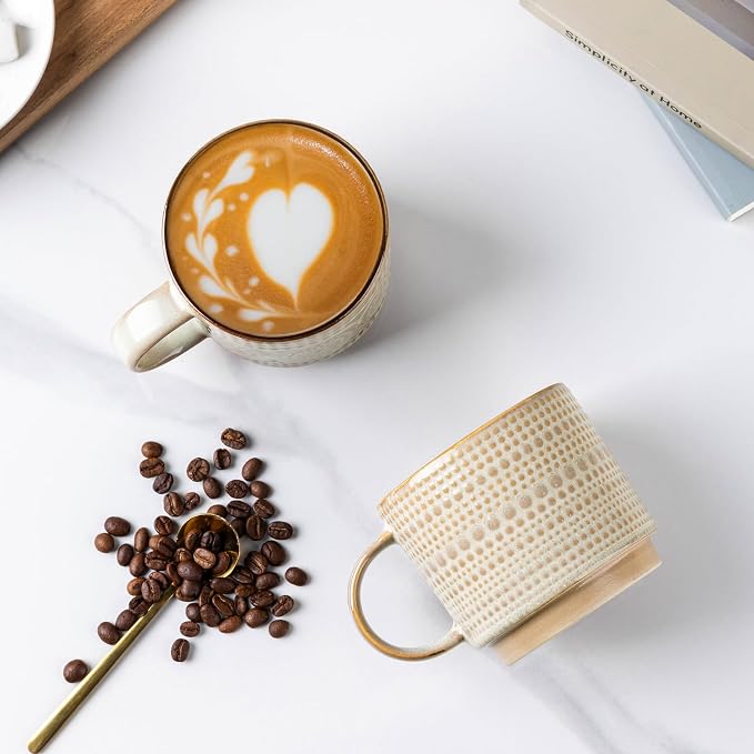 GBhome 16 oz Coffee Mugs Set of 4, Stackable Ceramic Coffee Cups Set | Modern - Image 3