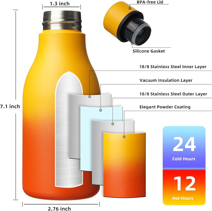 BJPKPK 12oz Insulated Water Bottle, Stainless Steel Bottle - Image 3