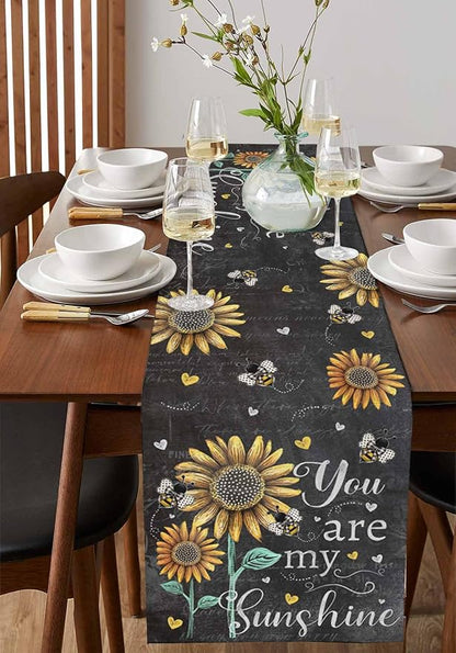 Farmhouse Sunflowers Table Runners 108 Inches Long, Cotton Linen Fabric Table - Image 2