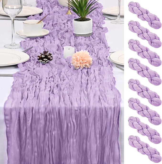 8 Pack Lavender Cheesecloth Table Runner 17x108 inch Boho Gauze Cheese Cloth by Unknown
