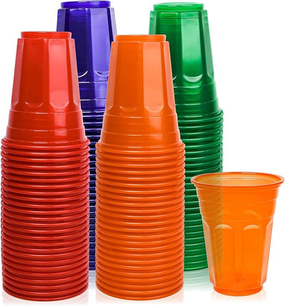 EcoDispose 100 Pack 16oz Colorful Reusable Plastic Cups | Stackable Spill Proof by EcoDispose