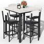 AWQM 5-Piece Dining Table Set, Dining Table Set for 4, Counter Height Table & 4 Bar Stools, Modern Kitchen Dining Set, with Upholstered Chairs, Compact Dining Set for Small Spaces, Marble Texture