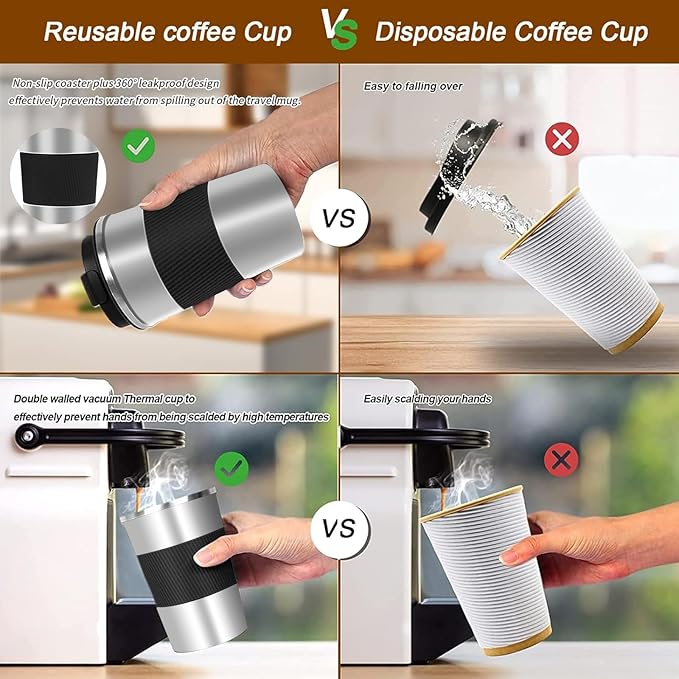 Insulated Travel Coffee Mug, Stainless Steel Coffee Cup - Image 5