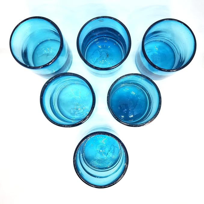 Solid Aqua Blue 9 oz Short Tumblers, Recycled Glass, Toxin-Free - Image 6