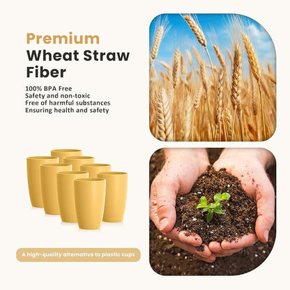 Homienly 8pcs Wheat Straw Fiber Cups, 20 Oz Reusable Drinking Cups, Unbreakable - Image 2