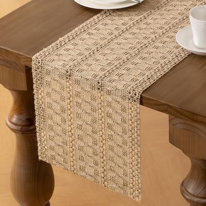 MLMW Boho Table Runner 72 inches Small Coffee Table Runner Rustic Burlap - Image 3